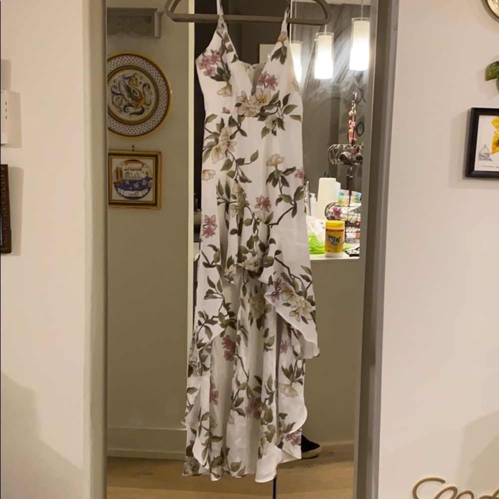 White floral high low dress